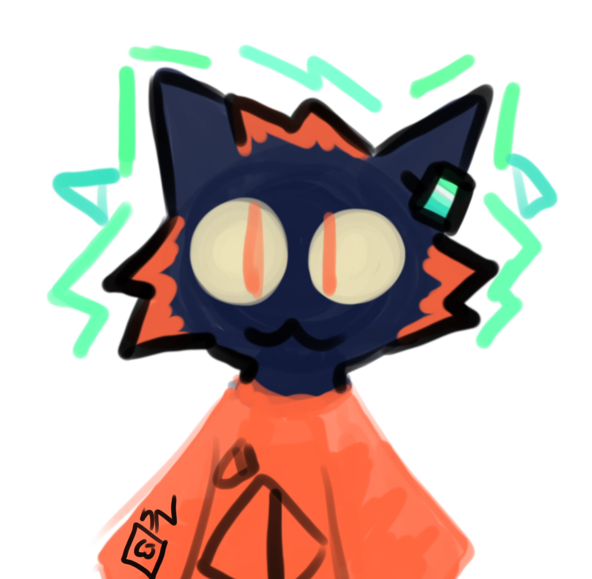 A stylized version of character Mae Borowski from the game Night in the Woods.